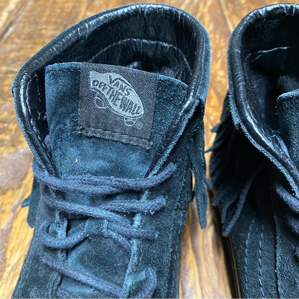 Vans Sk8 Hi Moc Black Suede Fringe Moccasin Skate Sneaker Trainers Shoes Sz 6.5 - Picture 5 of 11